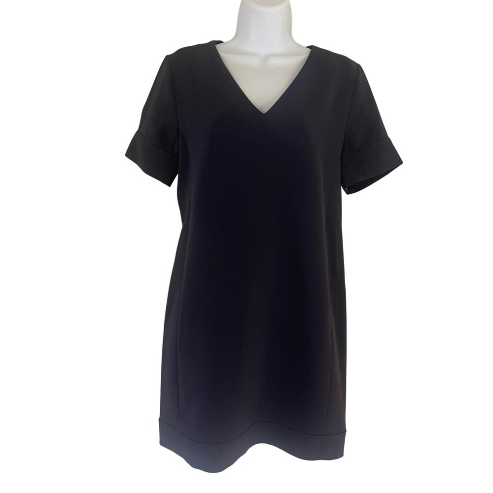Theory Navy V Neck‎ Banded Shift Dress Admiral Crepe Light Size 6
